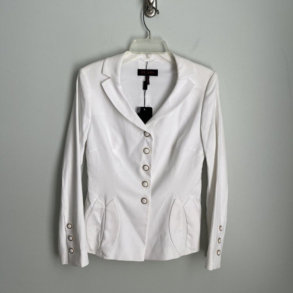 New Escada White Long Sleeve Blazer